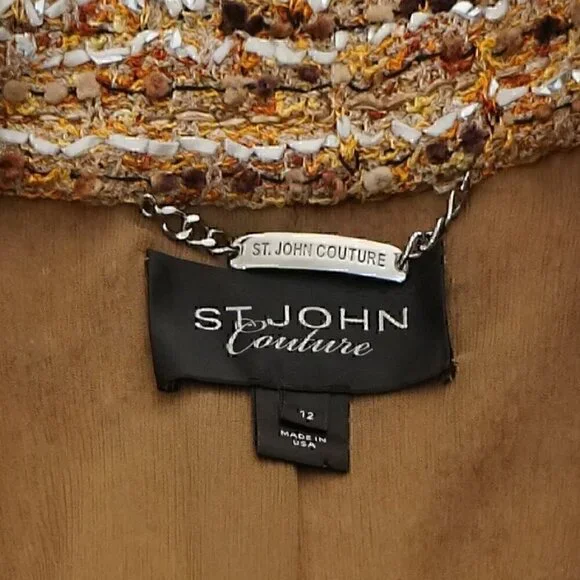 St. John Couture Textured Silk Blend Jacket w/ Tuxedo-Style Lapels   - Picture 5 of 7